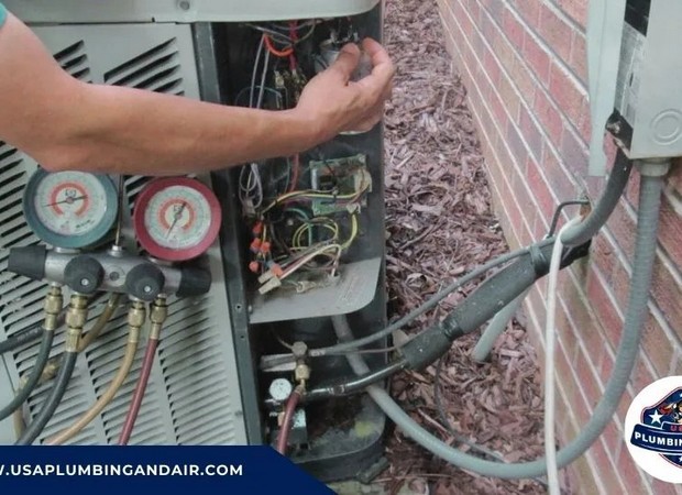 Repairing a leaking AC unit during a service call in Las Vegas